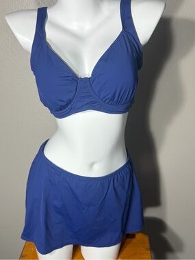 24th & Ocean Royal Blue Underwire Bikini Set with Swim Skirt